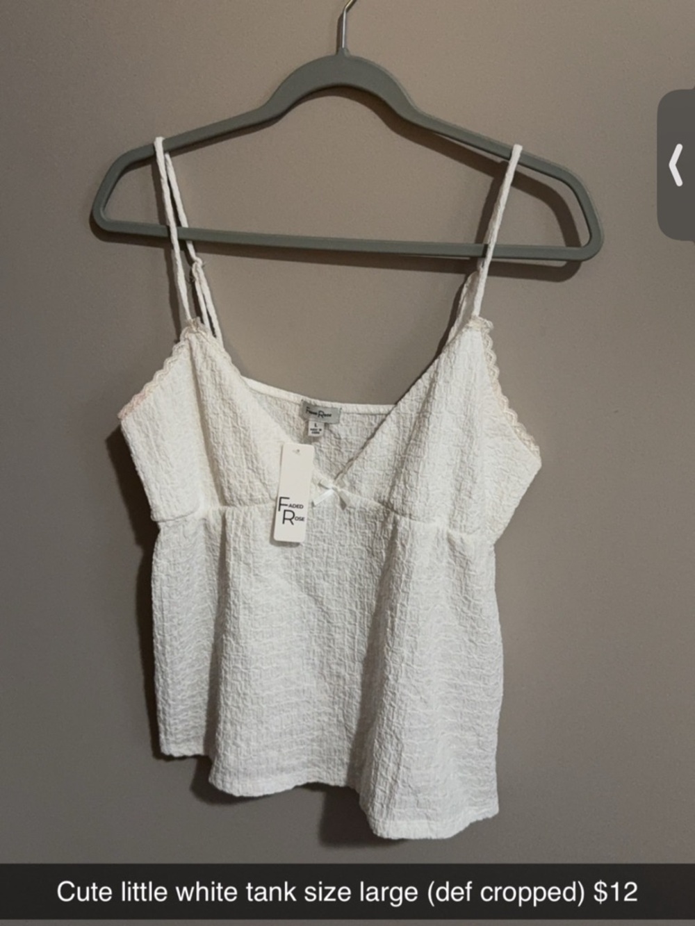 White Textured Spaghetti Strap Tank Top